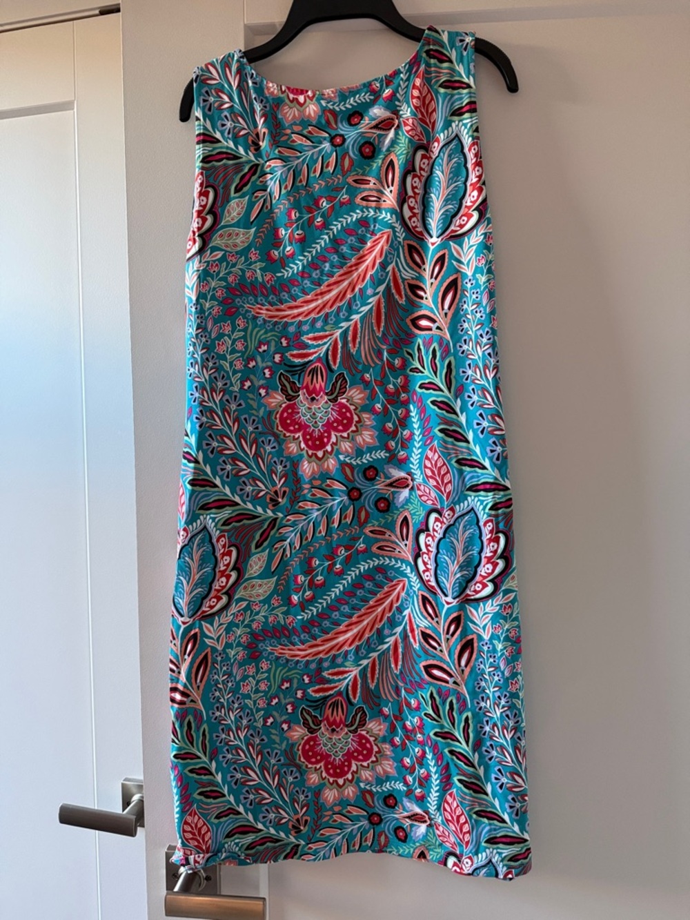 Talbots Teal Floral Paisley Sleeveless Mini Dress - Picture 5 of 5